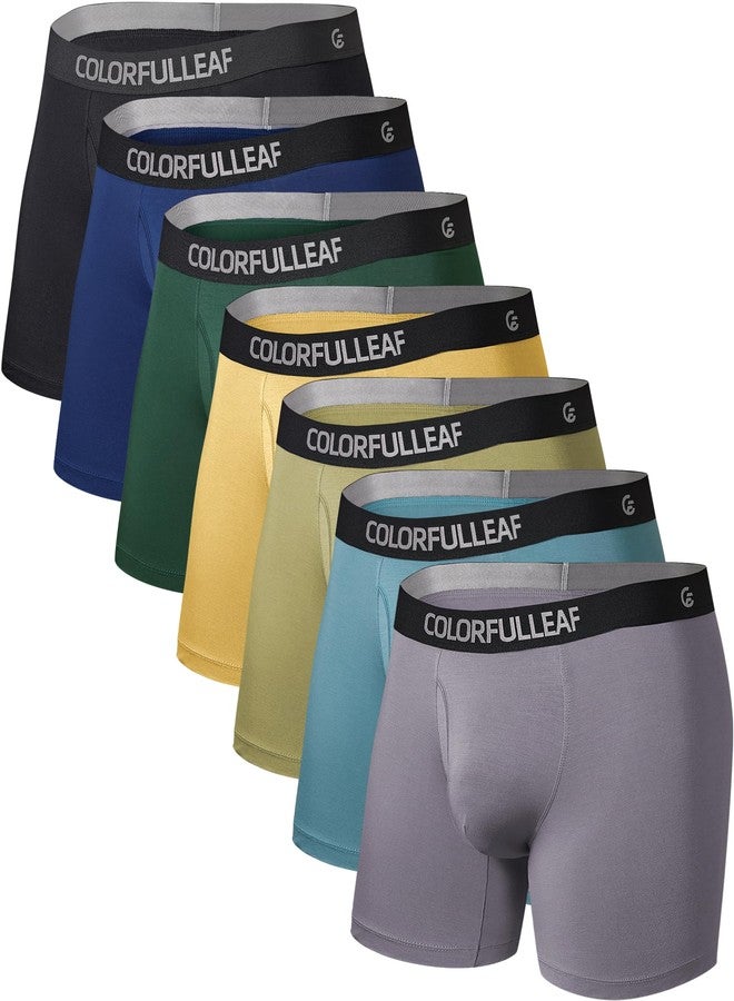 COLORFULLEAF Men's Everyday Underwear Soft Rayon Made From Bamboo Boxer Briefs for Men 7-Packs with 3D-Pouch Opening Fly,(7A2,S) - Image 1